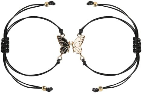 Ozmw 2 Stück Schmetterlings Freundschaftsarmband, Verstellbares Schmetterlingsarmband, Geschenke für Paare und beste Freundin