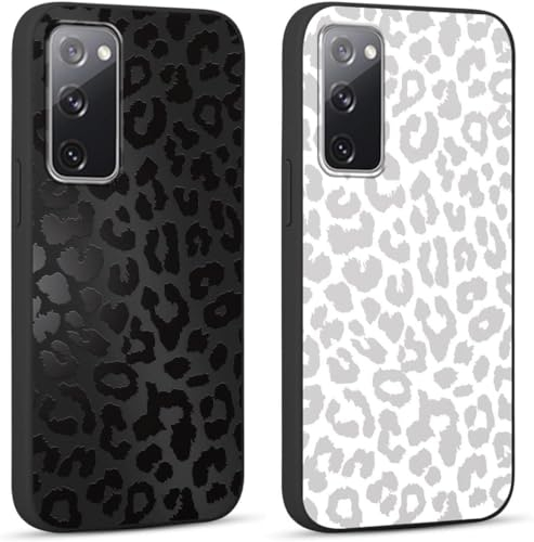 Yoedge 2 Stück HandyHülle für Samsung Galaxy S20 FE 5G/4G Hülle 6,5, Schutzhülle für Samsung S20 FE Case 3D Leopard Muster Design Aesthetic Mädchen Junge Geschenk TPU Silikon Stoßfest Cover, Schwarz