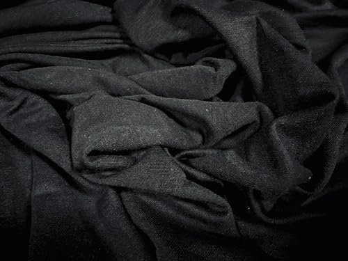 Valencia Crepe Feinstrick Single Jersey Stoff Meterware Uni Schwarz