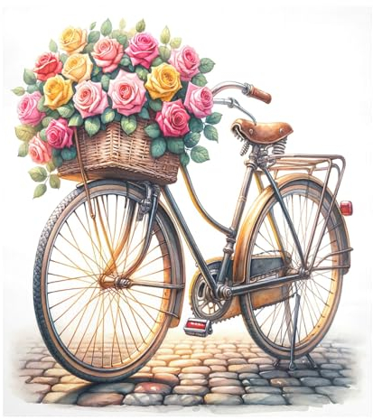 Couvercle magnétique décoratif pour lave-vaisselle motif vélo vintage avec fleurs - Autocollant magnétique pour réfrigérateur - Pour rondelles métalliques - 58,4 x 66 cm
