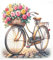 Couvercle magnétique décoratif pour lave-vaisselle motif vélo vintage avec fleurs - Autocollant magnétique pour réfrigérateur - Pour rondelles métalliques - 58,4 x 66 cm