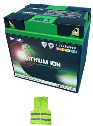 COMPATIBILE CON HARLEY DAVIDSON FLHXSE3 CVO Street Glide 1800 per anno 2012 al 2012 BATTERIA A LITIO SKYRICH HJTX30Q-FP FORNITA CARICA PER L'UTILIZZO BATTERIE 12V 96WH 480A 163X124X167CM