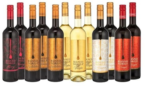 Weinpaket „Süße Versuchung“ | 12x Aromatisierte Weine | 3x Rosso Nobile Cioccolata, 3x Vaniglia, 2x Nougat, 2x Cherry & 2x Marzipan | Für Liebhaber süßer Aromen | 12x 750ml