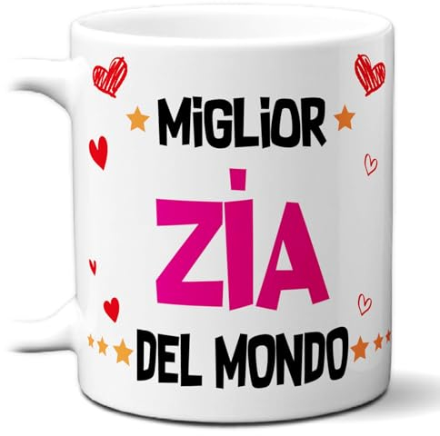 STAMPATEK Tazza Regalo Compleanno Zia - Miglior Zia del Mondo, Bianca in Ceramica - MUG. 165