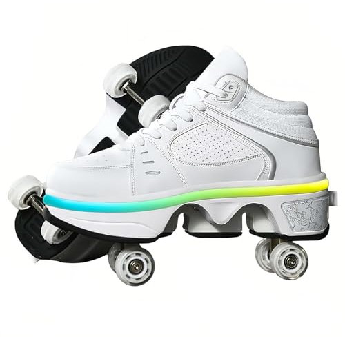 Rollschuhe Schuhe,Schuhe mit Rollen für Mädchen,Turnschuhe mit Rollen Jungen,Roller Schuhe zum Einklappen,LED Roller Skates for Kids,Schuhe Roller Frauen (G, 40)