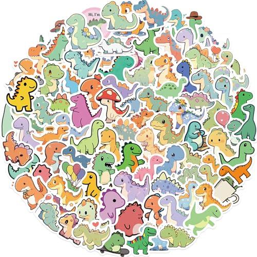Lilbitty 100 Stücke Dino Sticker, Einzigartige Kinder Aufkleber für Tierbegeisterte,Waschmaschinengereinigte Tier Designs für Laptop, Wasserflaschen, Anime Motive & mehr