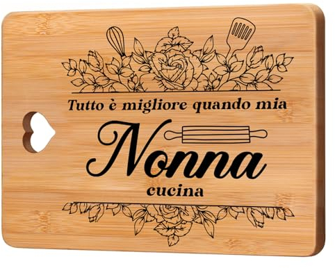 Regalo Nonna, Regalo per Nonna, Festa dei Nonni Idee Regalo, Regalo Nonna Compleanno, Nonna Idee Regalo 2025, Regalo da Cucina per la Nonna, Tagliere in Bambù.