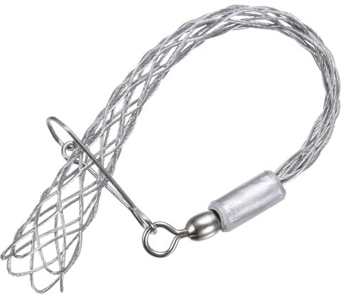 sourcing map Cable Pulling Grip for 12-15mm Cable 20cm Small Rotating Wire Mesh Puller Socks Grip Single Head Galvanizing Steel Wire Grips Net Cover Smooth,1 Pcs(Silver)