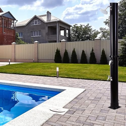 XAoSCd Solar-Außendusche, 10 Gallonen Solar-Pooldusche Mit Duschkopf Und Fußbrausenhahn, Schwarze Außendusche Für Den Garten Für Pool, Spa, Hinterhof, Strand