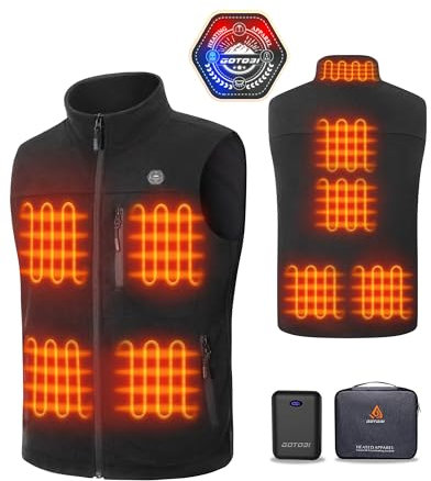 GOTOBI Gilet Chauffant Polaire homme Avec Batterie 16000mah 7,4v Incluse, 9 Zones De Veste Chauffante, Gilet Chauffant Electrique Avec 3 TempéRatures RéGlables Pour Le Travail En ExtéRieur