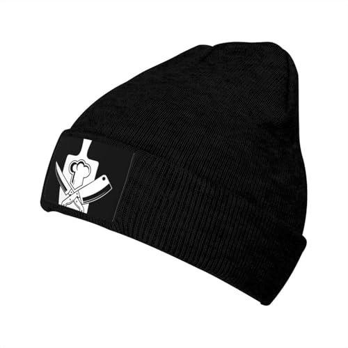 Beanie Mütze Kithen Schneidebrett Gekreuzte Messer Kochmütze Unisex Mütze Weich Mütze Klassische Kopfbedeckung, Für Skifahren, Frühling, Winter, 56-62cm