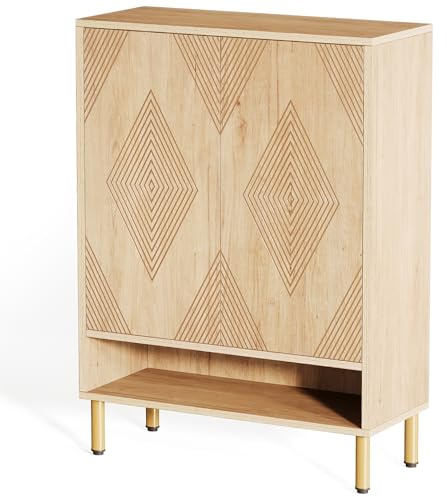 Tribesigns Schuhschrank mit 2 Türen, 73x 35x 115cm, Schuhschrank mit goldenem Metallrahmen, Schuhkipper schmal, 6-stöckig Schuhregal für 25 Paar Schuhe Regal für Eingang, Flurschrank,Wohnzimmer