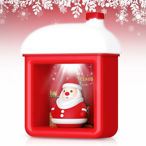 Weihnachten Nachtlicht, Schnee Haus Nachttischlampen mit Magnetischen Weihnachtsmann Puppe USB Soft Silikon Weihnachten Nachtlampen Xmas Dekoration Wand montierbar Desktop-Lampe Christmas Geschenke
