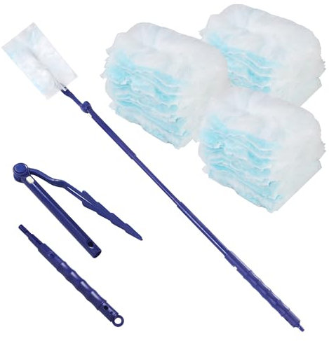 51 Stück für Swiffer Staubmagnet Nachfüllpack,Mit 1 Einziehbarer Griff, Beidseitig Staubwedel für Swiffer Duster Tücher,für Eine Breite Palette Von Reinigungsaufgaben im Alltag zu Hause (Blau)