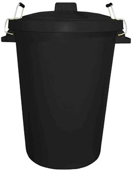 Neat. Extra Large Plastic Dustbin with Clip Locking Lid - Heavy Duty Garden Bin for Rubbish, Recycling, Animal Feed, and Storage, 85 Litre, Black, Pack of 1