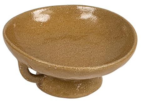 Creative Co-Op Stoneware Footed Pedestal/Bowl with Handles, Reactive Glaze, Taupe