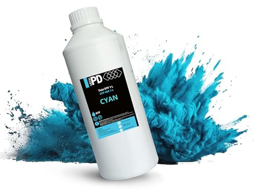 PDmedia DTF-Druckfarbe – 1 Liter DTF für direkten Druck auf jedem farbigen/weißen Stoff (Cyan)