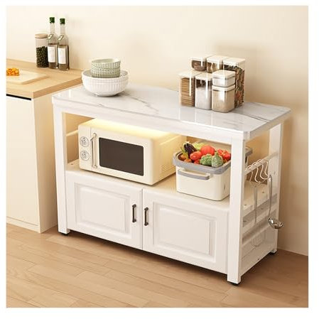 LVLDAWA Rejilla Para Horno Microondas, Rejilla Almacenamiento Cocina Pie Con Ganchos Estantes Cocina Organizador Encimera Para El Hogar, La Despensa(60X40X80CM-B)