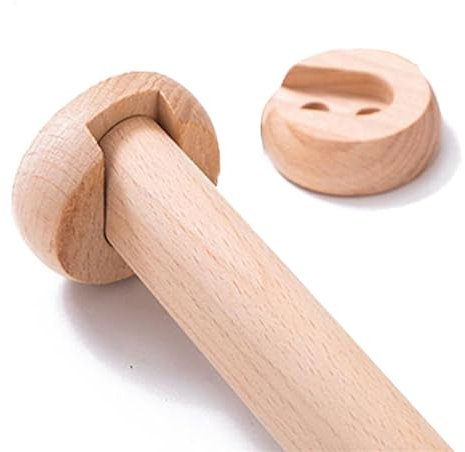 1 Stück Hölzern Kleiderstange Schrank 40-150cm Runden Klemmstange Kleiderschrank Kleiderbügelstange Garderobenstange Spannstange Nischenstange für Garderobe(D3cm/1.18IN,L 150cm/59In)