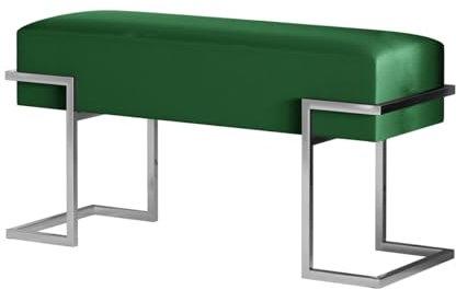 BETTSO - Sitzbank Flur - Bank mit Metall Gestell - 80x34cm - Polsterbank ohne Lehne, Garderobenbank - Sitzpolsterung aus weichem Samt - Pulverbeschichtet - Sitz Grün, Gestell Stahl
