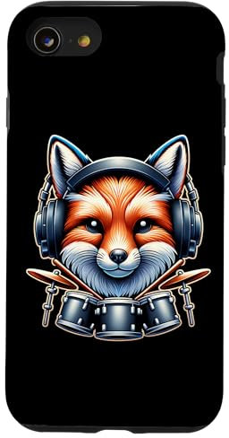 Renard Avec Casque Et Batterie Tambours Coque pour iPhone SE (2020) / 7 / 8