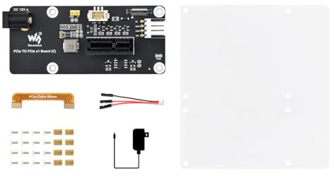 Waveshare PCIe FFC Connector to Standard PCIe x1 Slot Adapter Board (C), Support Raspberry Pi 5, Compatible with PCIe X1, X4, X8, and X16 Interface Devices