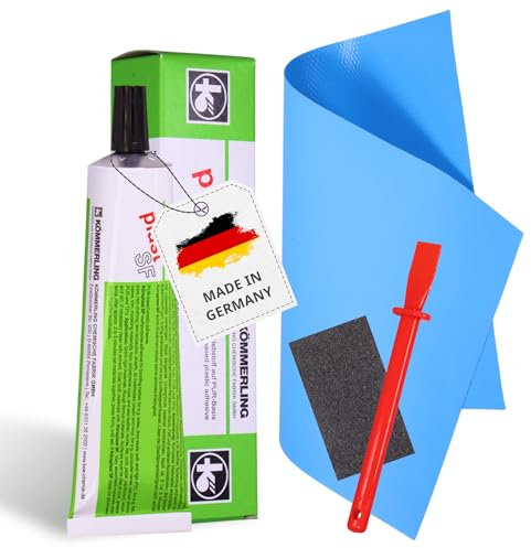Langlauf Schuhbedarf Poolkleber wasserfest - Pool Reparaturset – PVC-Poolfolien, inkl. zuschneidbarer PVC-Folie (20x30cm),extra starker Kleber, Schleifpapier & Spatel – Pools,Whirlpools & Teichfolien