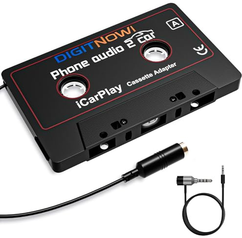 Mersoco Car Cassette Aux Adapter with 3.5MM Cable, Adjustable Cable Orientation, Universal iCarPlay Audio Cassette to Car Stereo for Cassette Player, Smartphone, MP3 Player