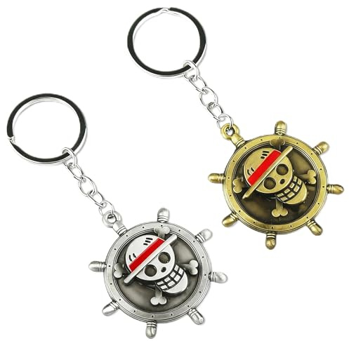 yumcute Anime Schlüsselanhänger 2 Stück Cartoon Kawaii Key ring für Kinder, Drehbarer Pirate Schlüsselanhänger für Schulranzen Anhänger Tasche Souvenir Geschenk (Braun)