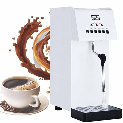 Vollautomatische Dampf-Milchaufschäummaschine mit kochendem Wasser, 6 l, kommerzielle Dampf-Milchaufschäummaschine, mit LCD-Display, Dampfdruck 1,0–2,0 bar, für Tee und Kaffee