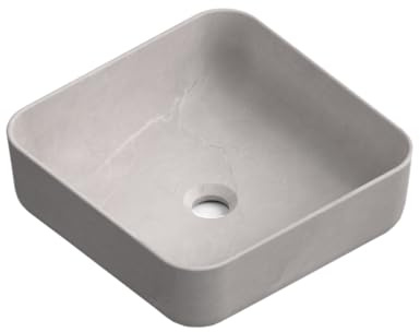 Lavabo Sobre Encimera Gris Cemento | Lavamanos Cuadrado | 37 x 37cm