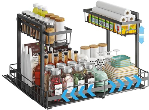 YunNasi Organizador Bajo Fregadero Cocina Extraible, Negro