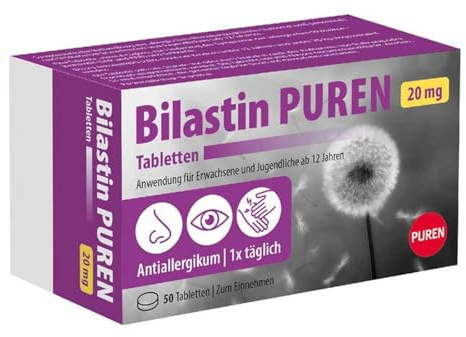 Bilastin PUREN 50 Allergietabletten - Antiallergikum zur Linderung von Allergie, langanhaltende Wirkung, einfache Einnahme