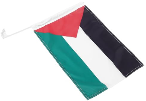 Hemobllo Palästina Flagge Autofenster Fahne mit Mast 30x45cm Farbintensive Nationalflagge für Autodeko und Feierlichkeiten