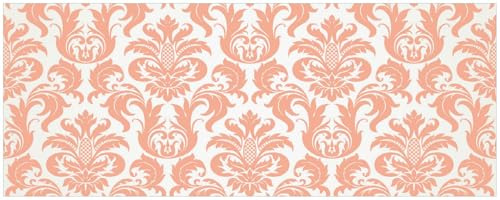 Wallario Küchenrückwand selbstklebend 115 x 50 cm, Motiv: Königliche Schnörkelei in weiß und orange | Spritzschutz abwischbar & pflegeleicht