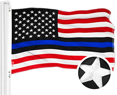 G128 blau Lives Matter American usa Polizei Flagge gestickter Sterne genäht Streifen 3x5 ft messingösen - Honoring männer Frauen Law Enforcement Officers rot schwarz weiß blau