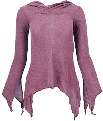 GURU SHOP, Pixishirt con Cappuccio, Maglione Elfo, Rosa Antico, Cotone, Dimensione Indumenti:S/M (36), Maglioni, Felpe a Maniche Lunghe