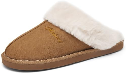 ChayChax Donna Uomo Pantofole Invernali Caldo Pelose Ciabatte Casa Comode Peluche Inverno Scarpe Casa di Cotone Morbida Winter Slippers, Marrone, 44/45 = 46/47 Etichetta