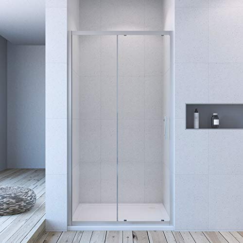 Duschtür Nische 110 cm Schiebetür Dusche Duschschiebetür Nischentür Nischenschiebetür Duschabtrennung Duschwand Glas 185 cm höhe