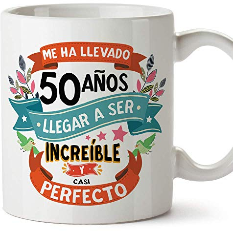 MUGFFINS Taza 50 Cumpleaños - Me ha Llevado 50 años Llegar a ser increíble y Casi Perfecto - Regalos Desayuno Feliz Cumpleaños