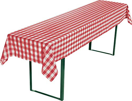 REDBEST Bierbanktischdecke, Biertisch-Auflage, Tischdecke Bierzeltgarnitur karo rot Größe 90x260 cm - strapazierstark und langlebig, mit schmalem Kuvertsaum