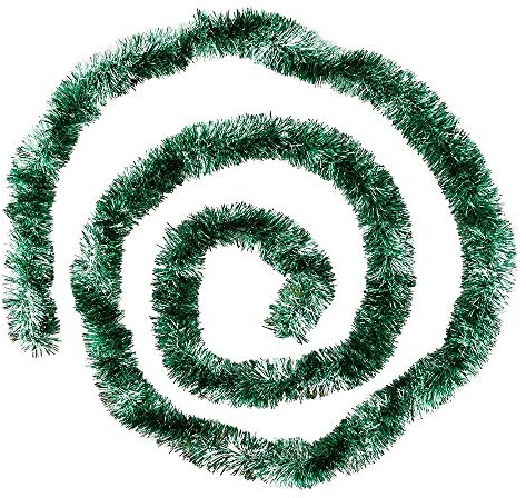 Ideen mit Herz Lametta-Girlande Deluxe | Duo Color | Ø4cm | 2m lang | Tannengirlande | Dekogirlande | Weihnachtsgirlande | Party Deko (grün & Silber metallic)