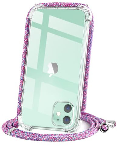 CAROKI Crossbody Case for iPhone 11 6.1,Necklace Mobile Phone Cover with Cord Strap,Clear Transparent TPU Soft iPhone Cover Holder with Neck Cord Lanyard Strap Clear-Unicorn