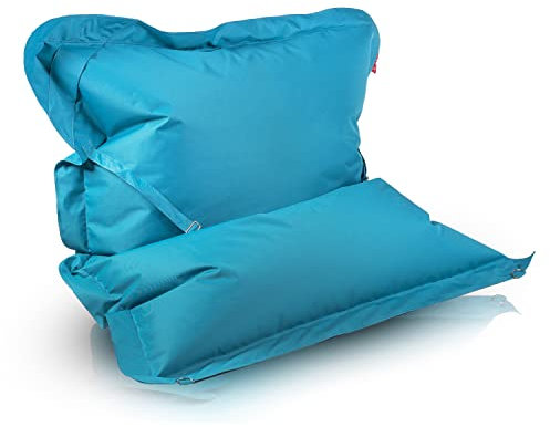 Ecopuf Riesiger Sitzsack mit Gurten, Sitzsack aus Polyester, wasserdicht, mit Füllung, für Innen- und Außenbereiche, 170 x 135 cm