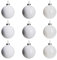 DN DECONATION Adornos de bola de Navidad de cristal blanco, bolas de Navidad colgantes para decoración de árbol de Navidad, juego de 9 decoraciones para vacaciones, Halloween, regalo de fiesta de boda