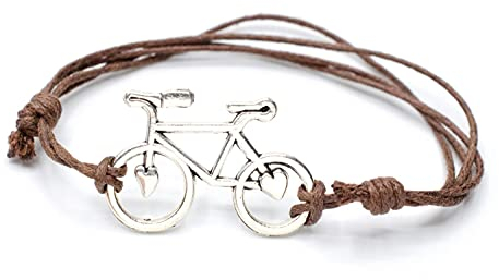 Miniblings Fahrrad Fußkettchen Fußkette verstellbar Kordel - Handmade Modeschmuck I Rennrad Bike Rad Fahren Herz