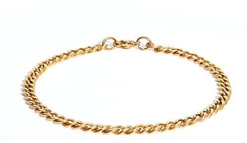Made by Nami Herren-Armband aus Edelstahl - Silber-Armband Männer in versch. Größen & Farben - Cuban Link Armkette - Dezenter Herren-Schmuck - Geschenk-Idee für Ihn (Gold, 18-cm, 4-mm)