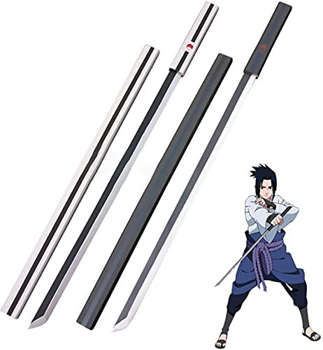 KOGUMA Naruto Anime Lame en bois Modèle Sasuke Uchiha avec fourreau Noir/blanc