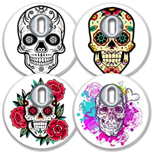 MySweetStitch 4 Sensor-Sticker für FreeStyle Libre 3/3 Plus Flower Skull