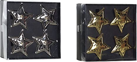 DKD Home Decor Serviettenhalter Stern Silber Metall Gold (2 Stück)